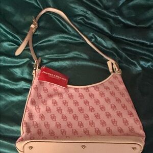 Dooney & Bourke tan and red large hobo, Monogram Shoulder Bag, new with tag